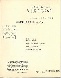 VILLE D ORAN 007 le menu regime